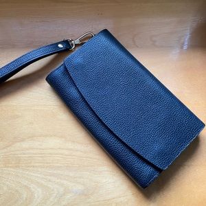 Nordstrom | Leather clutch in pebbled black | NWOT